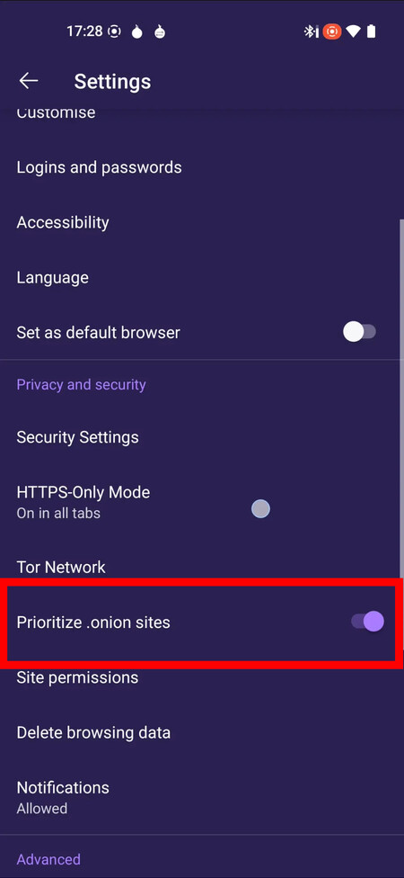 Prioritize
onion sites